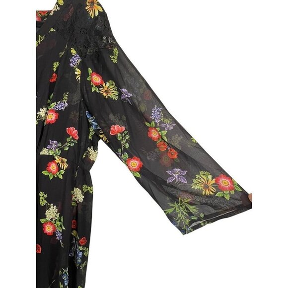 Torrid Floral Maxi Dress 1X Black Tropical Goth Fairy Whimsygoth Boho Western - Picture 8 of 16